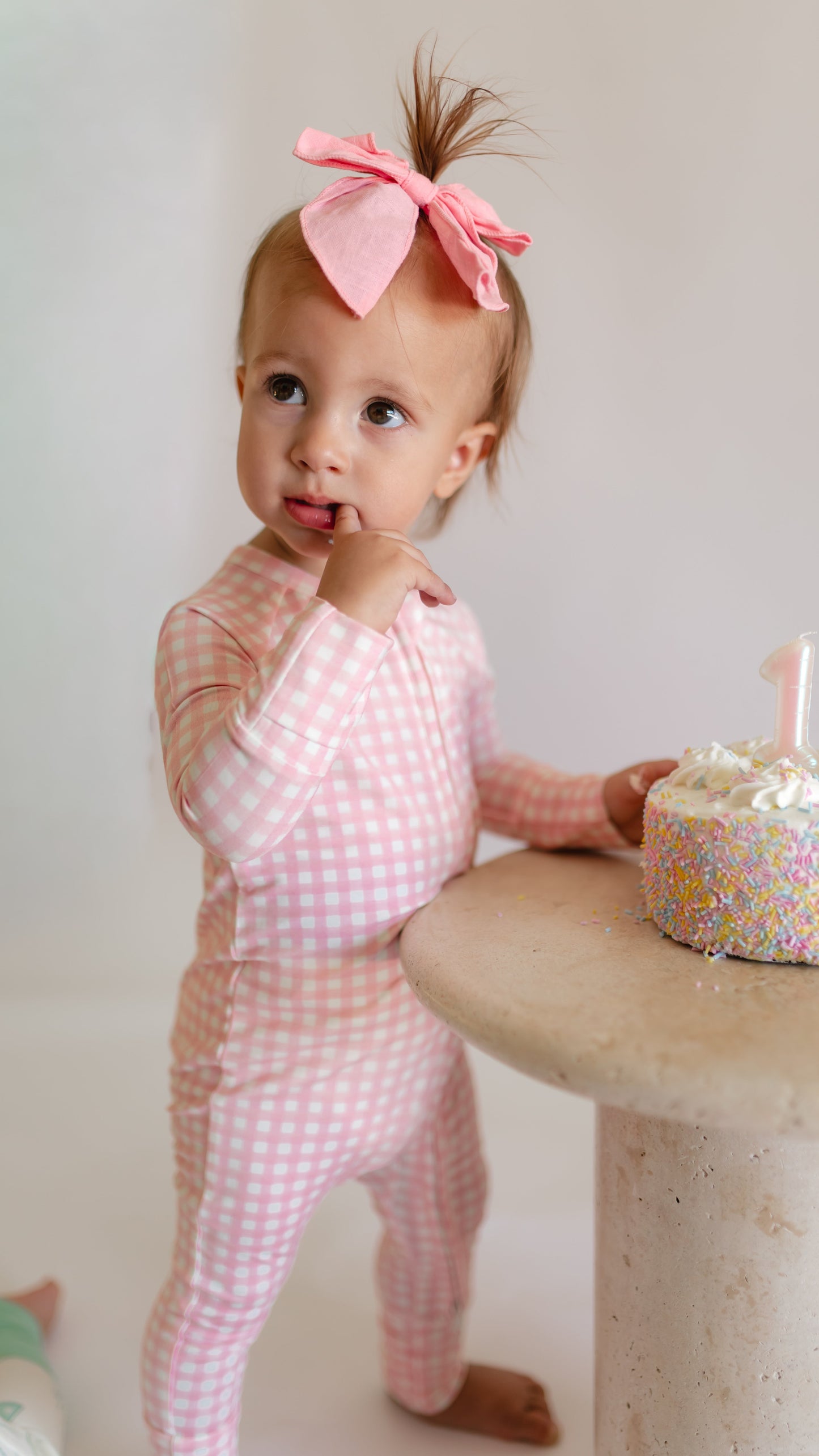 Infant Romper in Pink Gingham