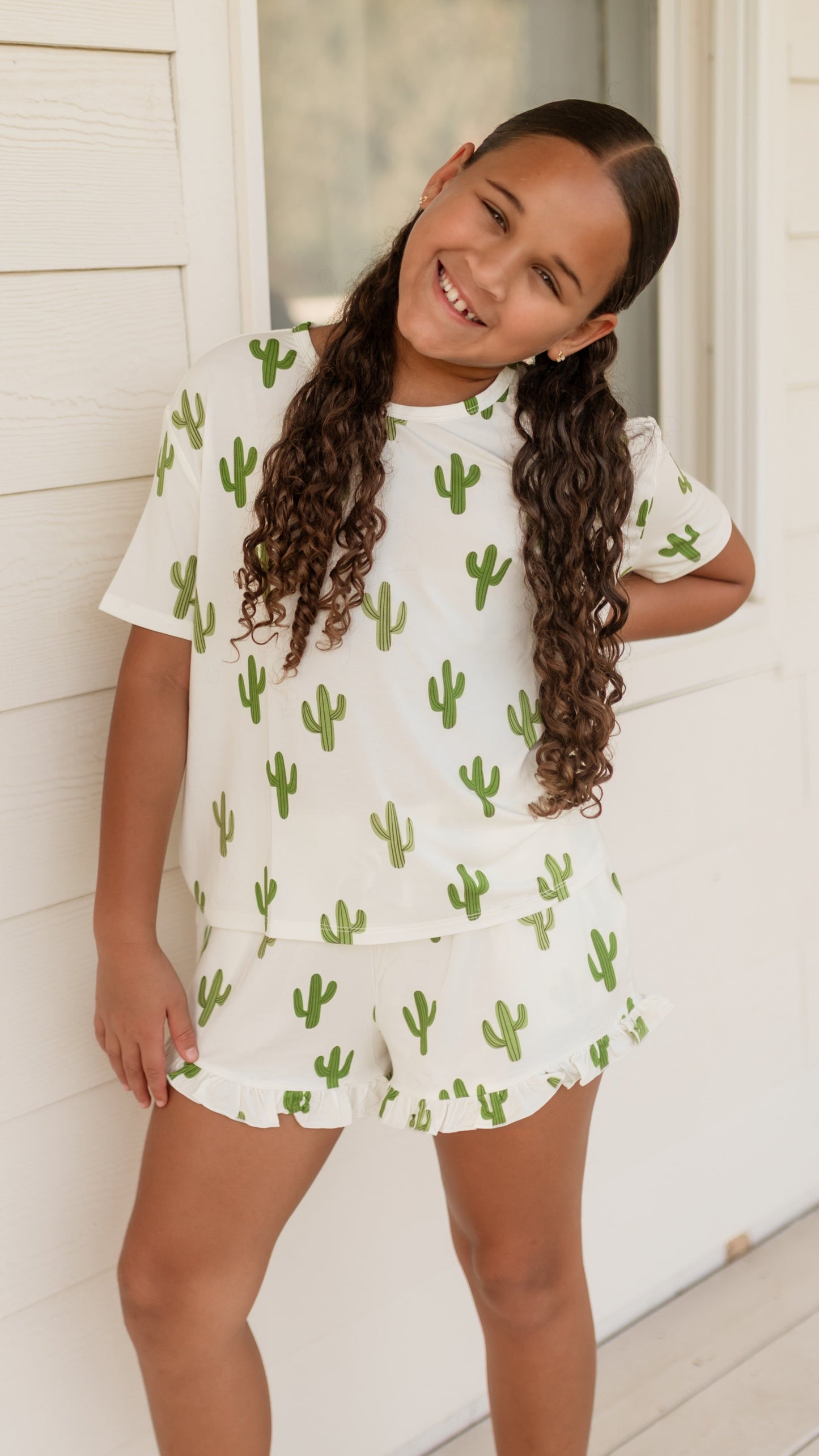 Girl's Ruffle Set in Cactus