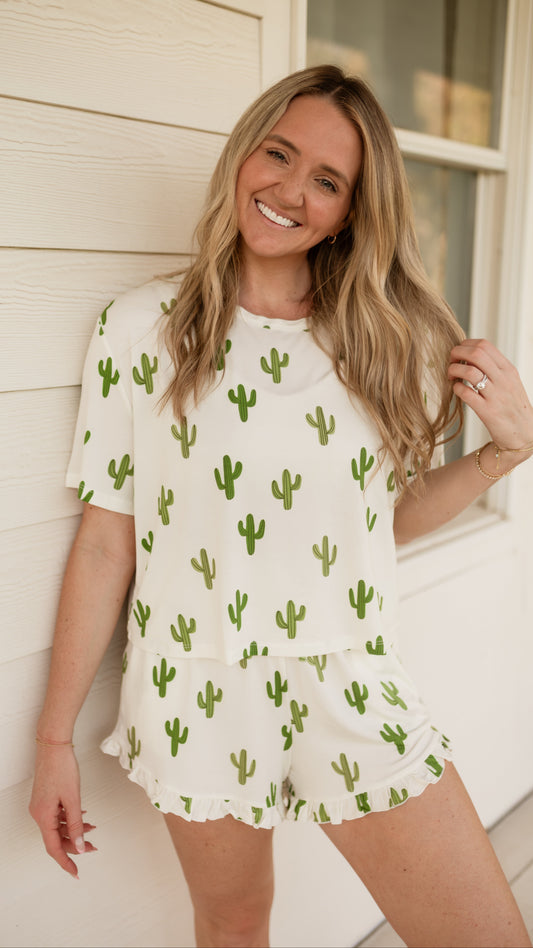 Women’s Ruffle Short Set in Cactus
