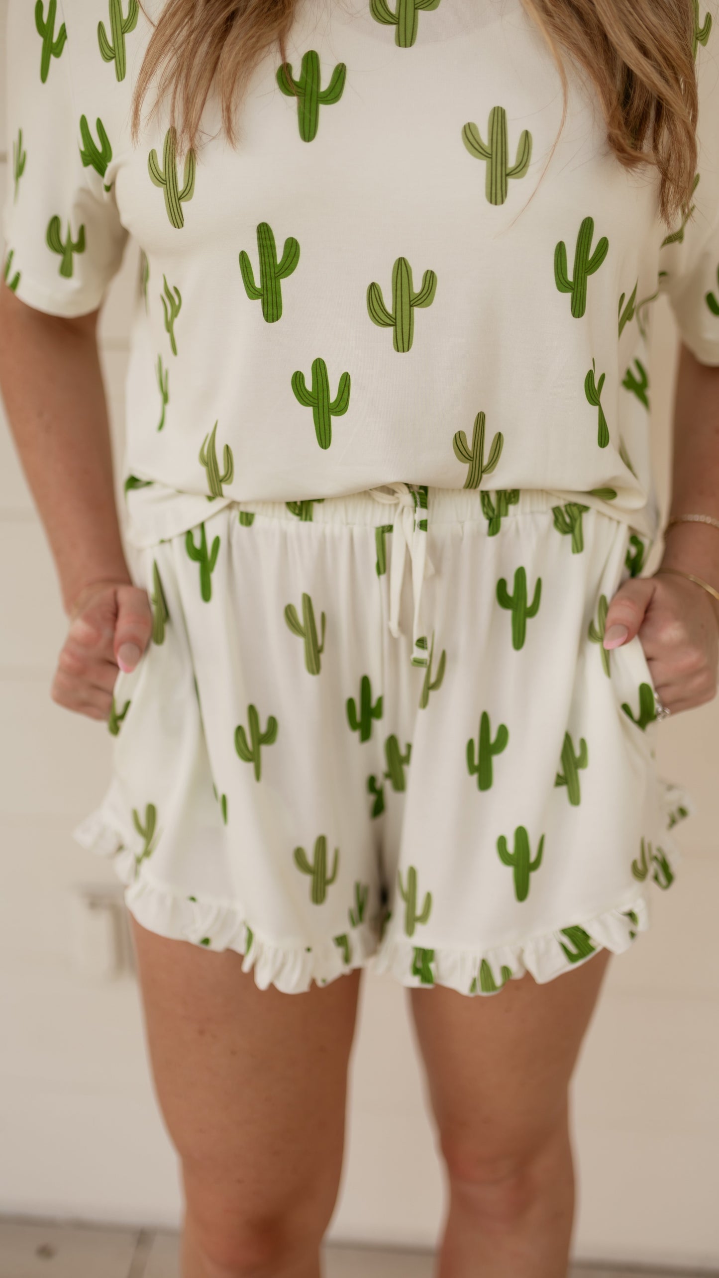 Women’s Ruffle Short Set in Cactus