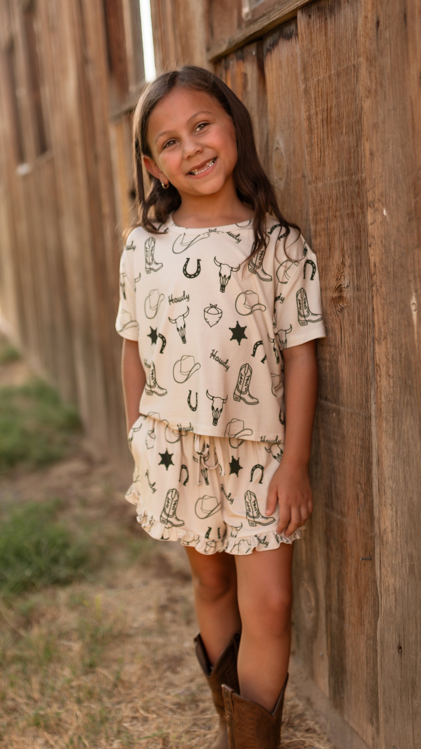 Girl's Ruffle Set in Howdy