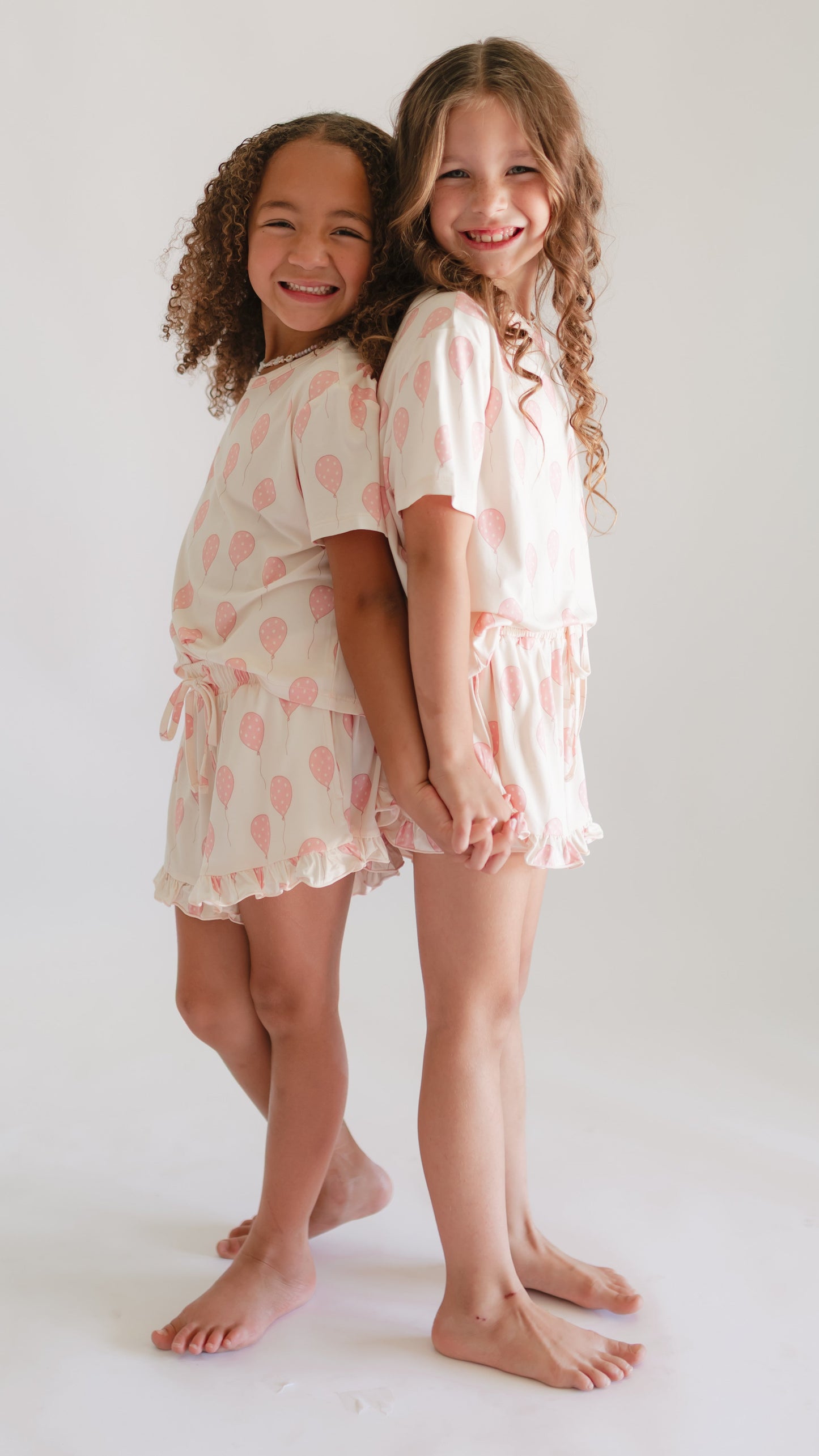 Girl's Ruffle Set in Pink Balloons