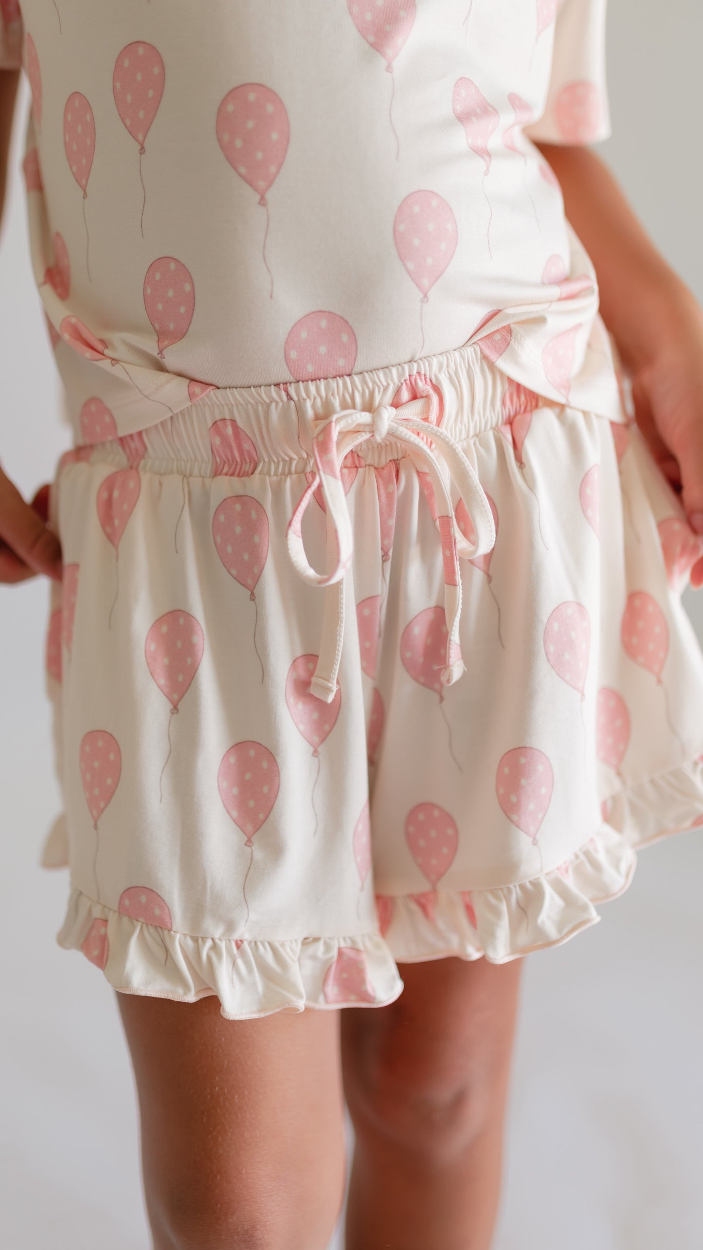 Girl's Ruffle Set in Pink Balloons