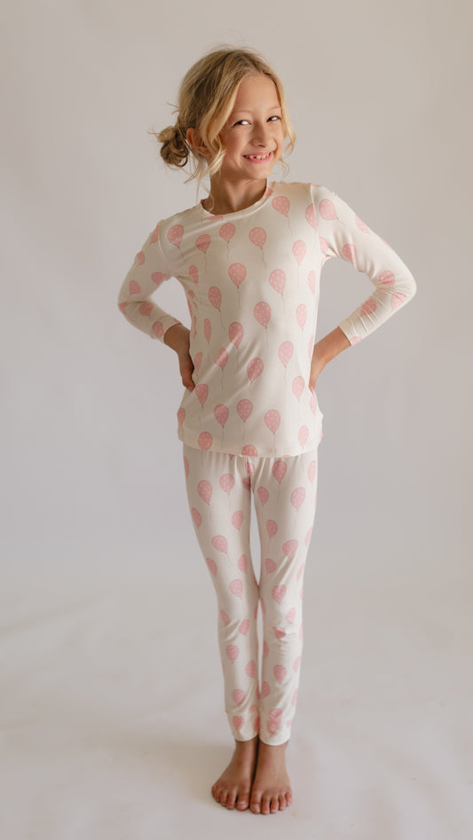 Youth Pajama Set in Pink Balloons