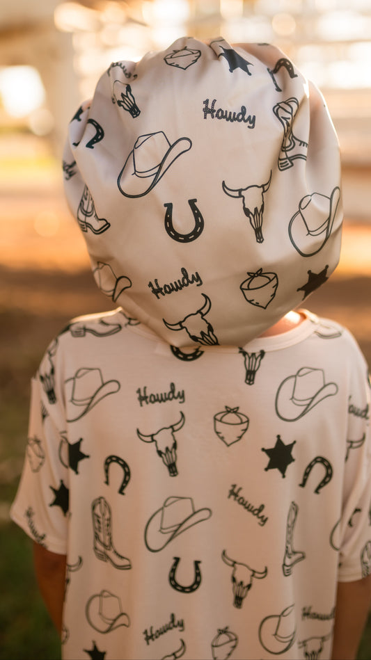 Kids Satin Bonnet in Howdy