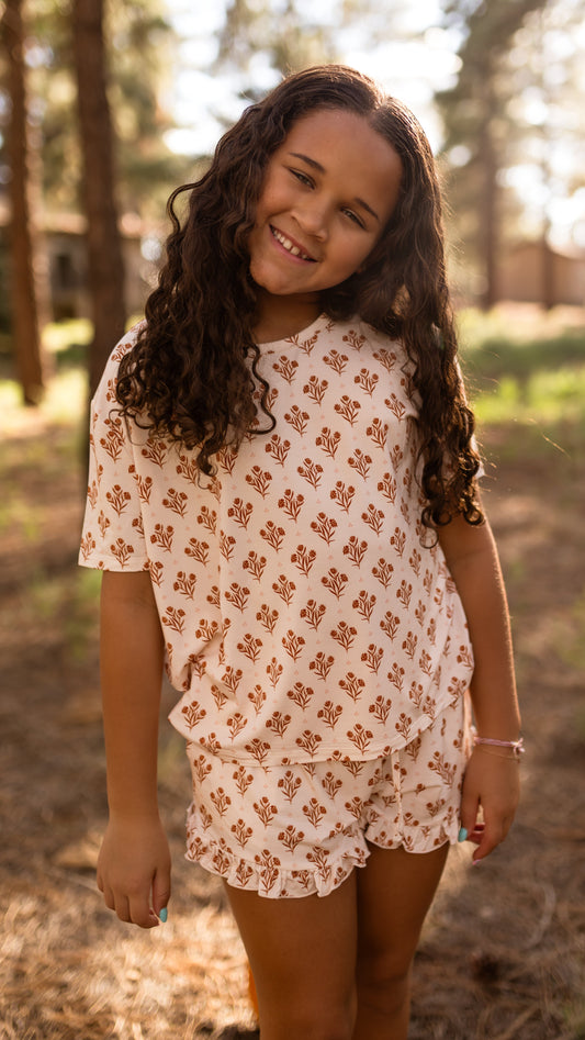 Girl's Ruffle Set in Fall Floral