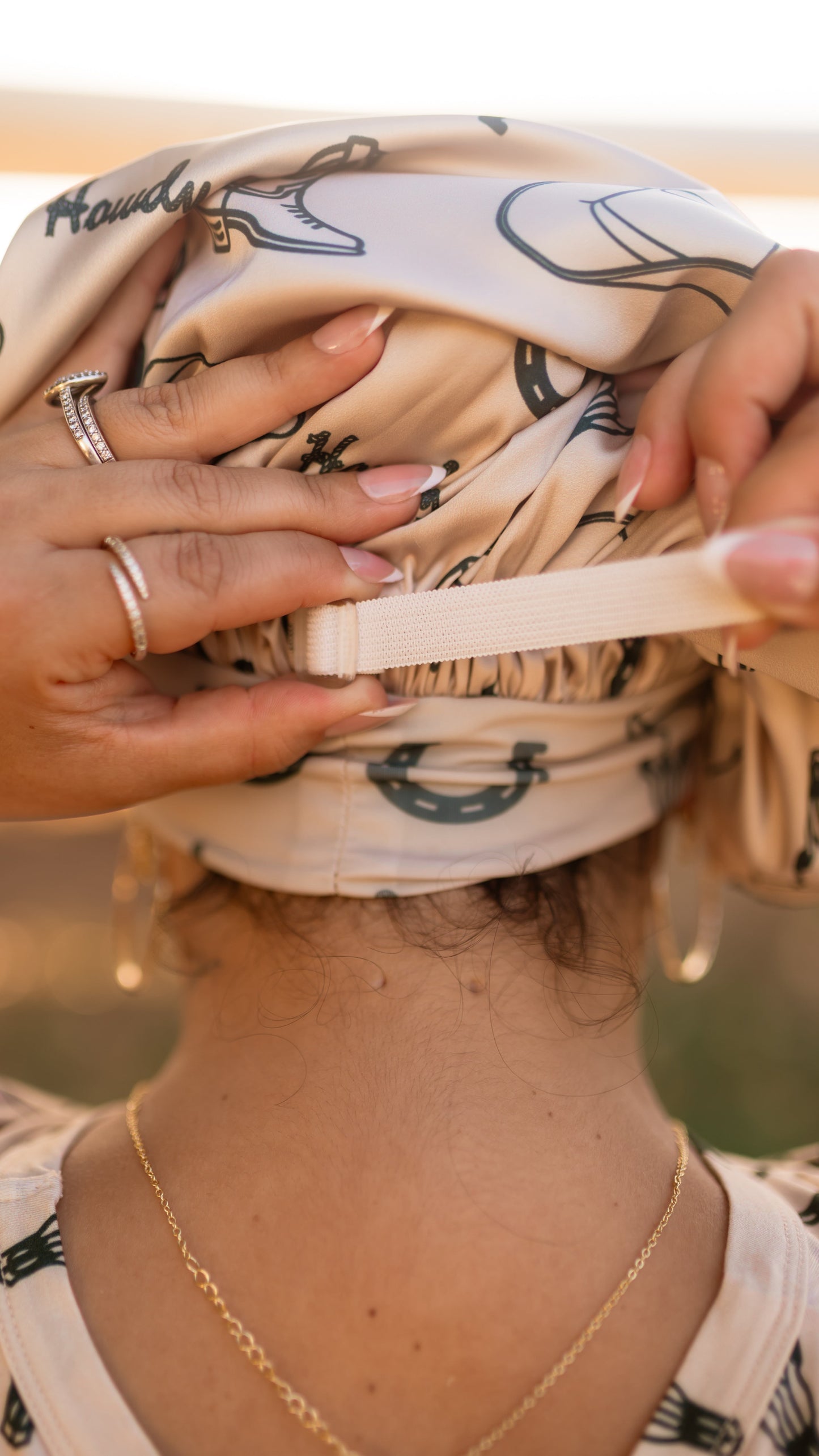 Adult Satin Bonnet in Howdy