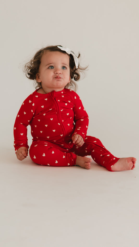 Infant Romper in Valentine Hearts