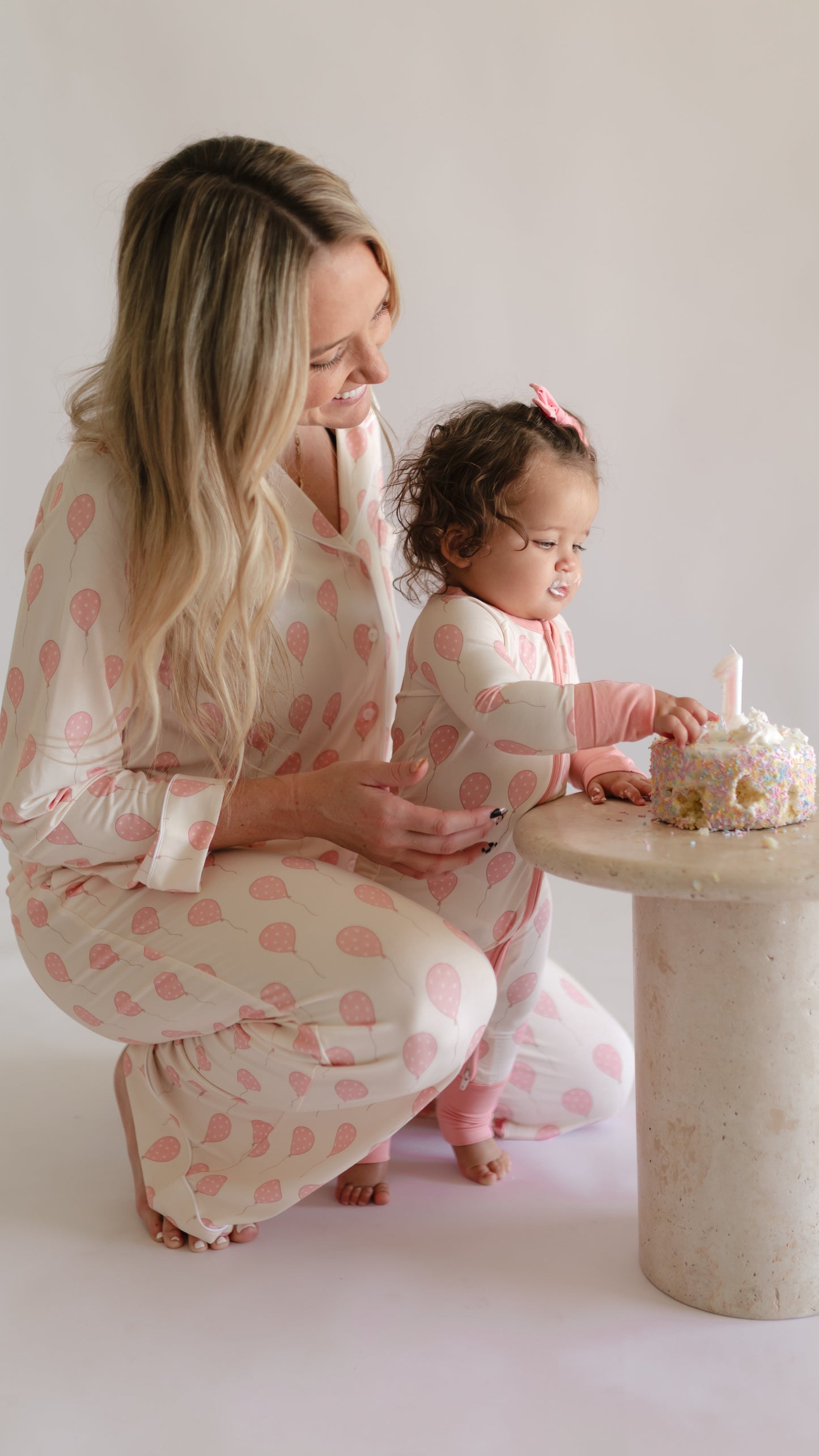 Women's Button Up Set In Pink Balloons