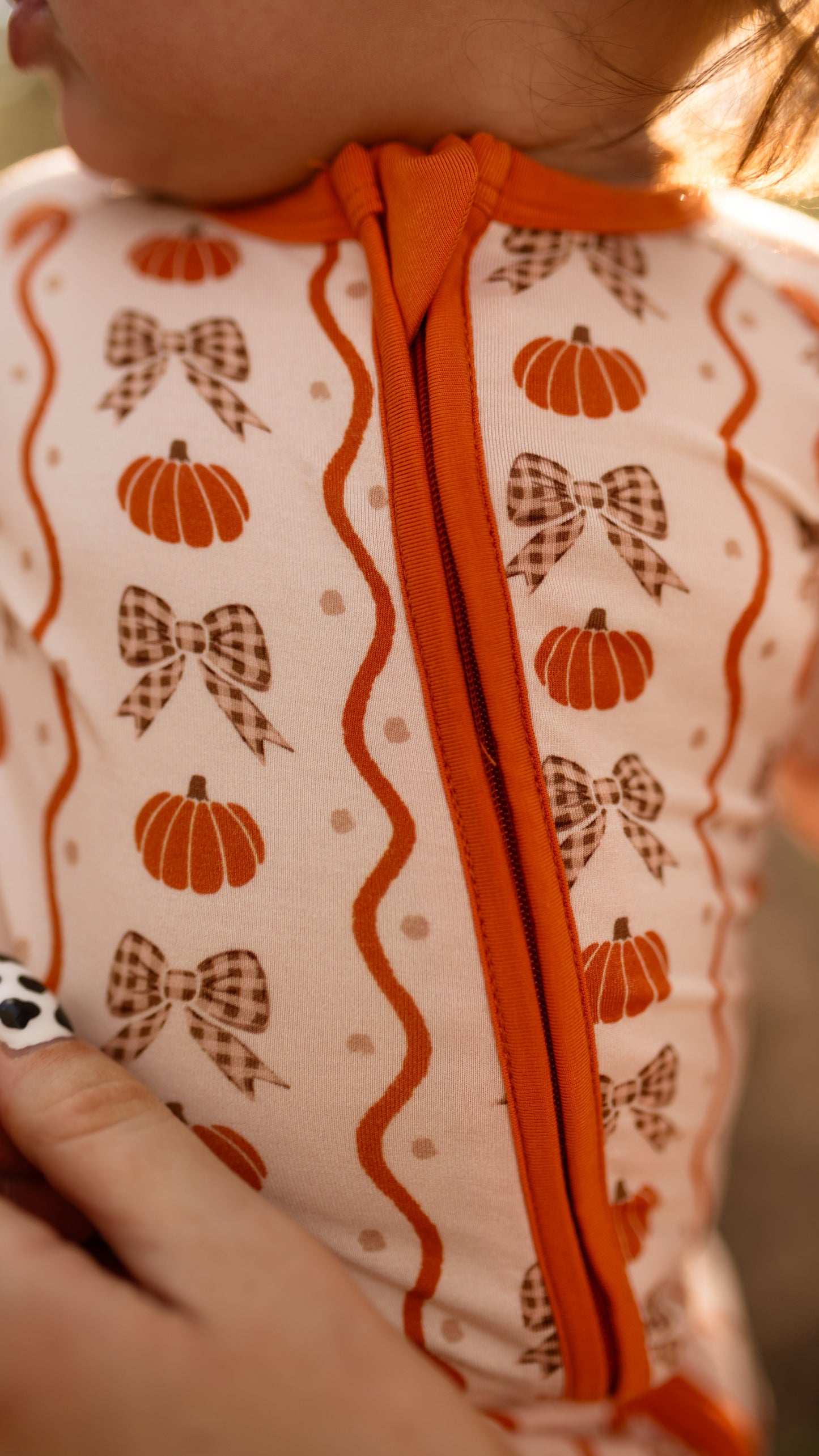 Infant Romper in Bows and Pumpkins