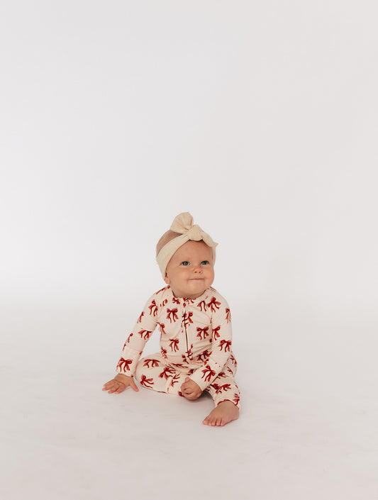 Infant Romper in Christmas Bows