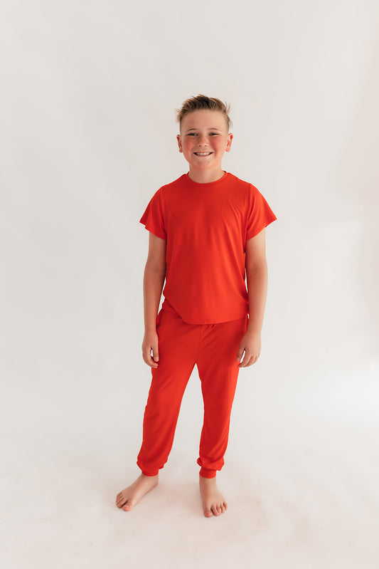 Youth Jogger Set In Jolly Red