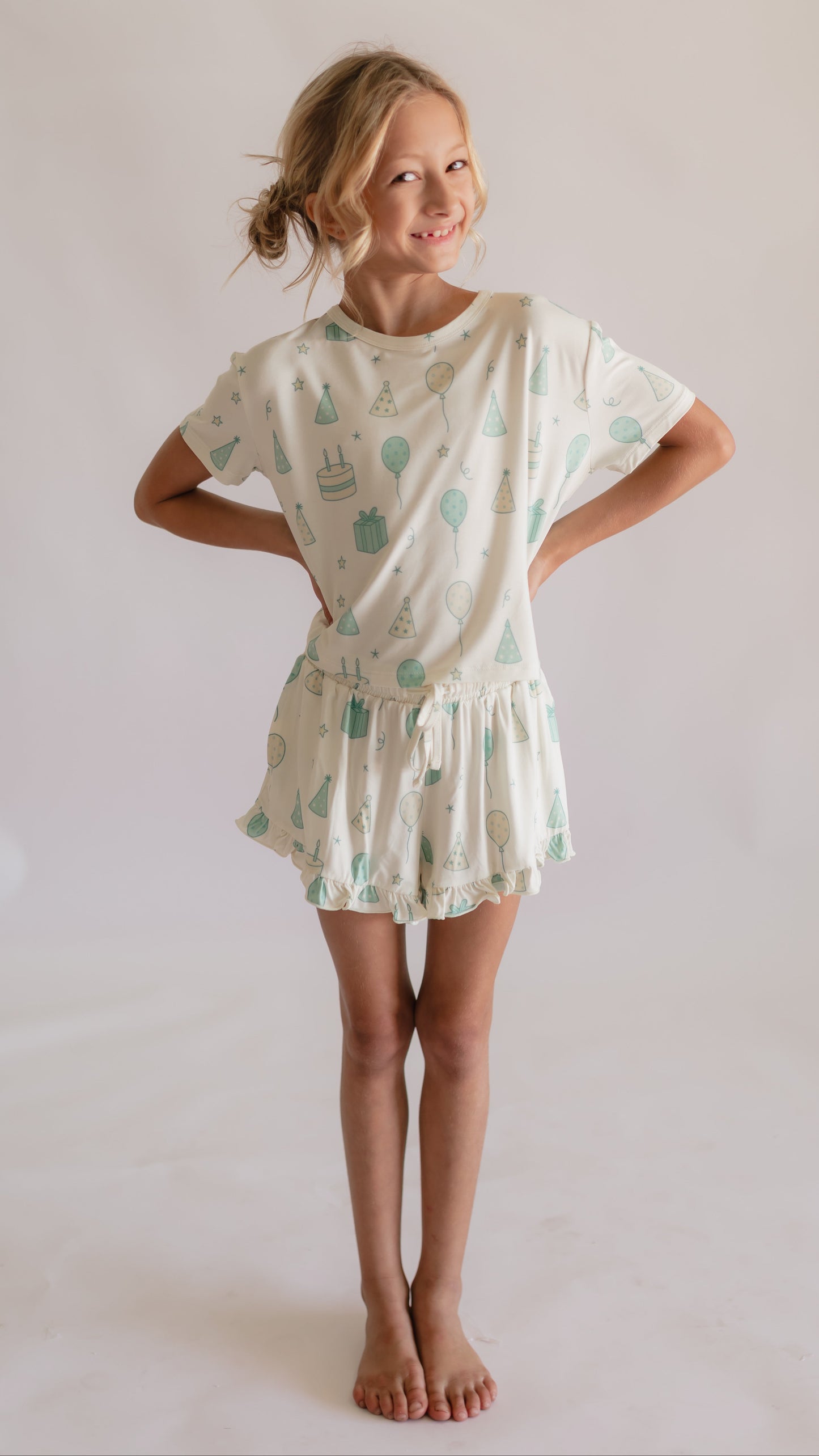 Girl's Ruffle Set in Birthday Hats