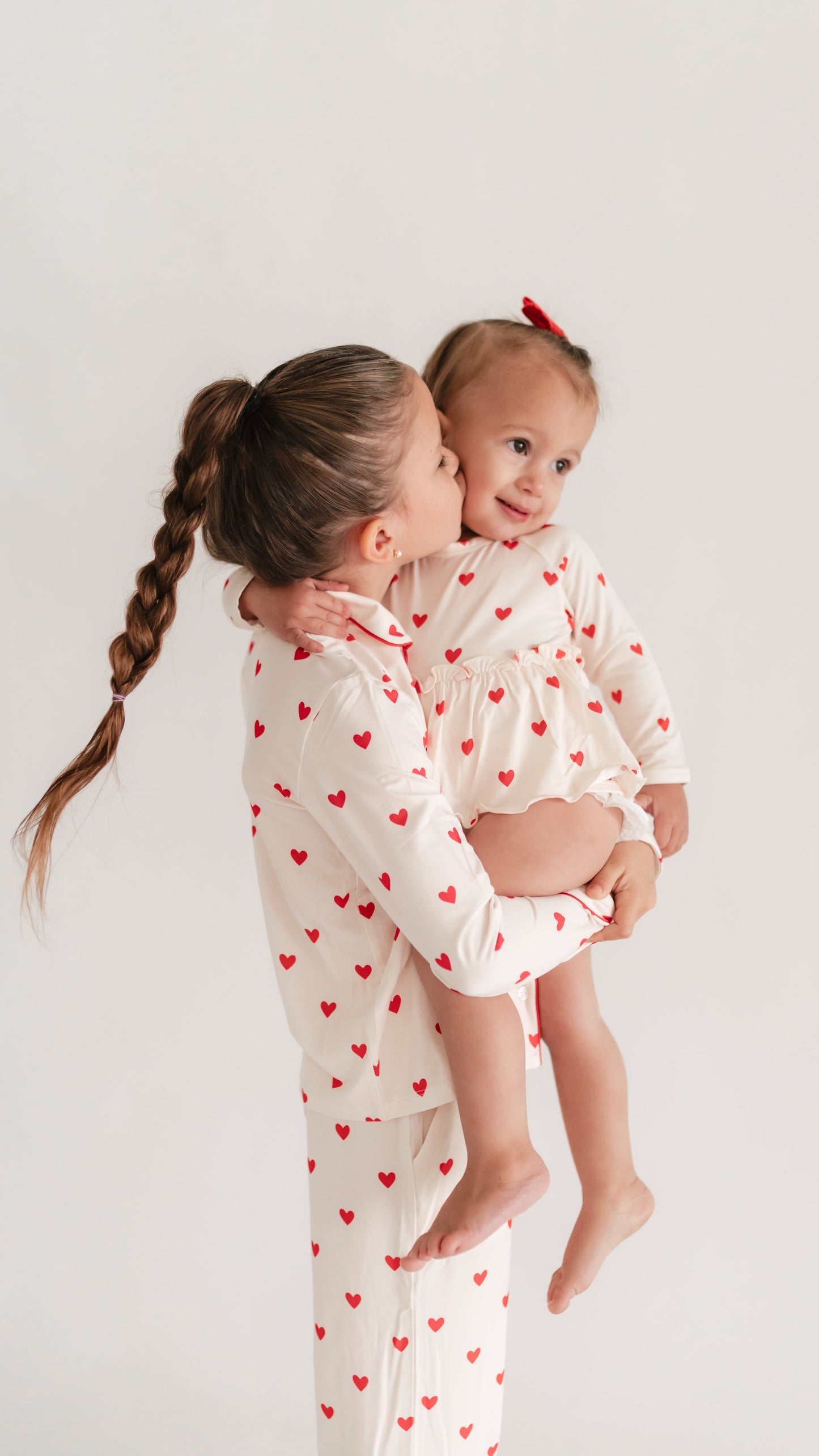 Infant Long Sleeve and Skirt Onesie in Cream Valentine Hearts
