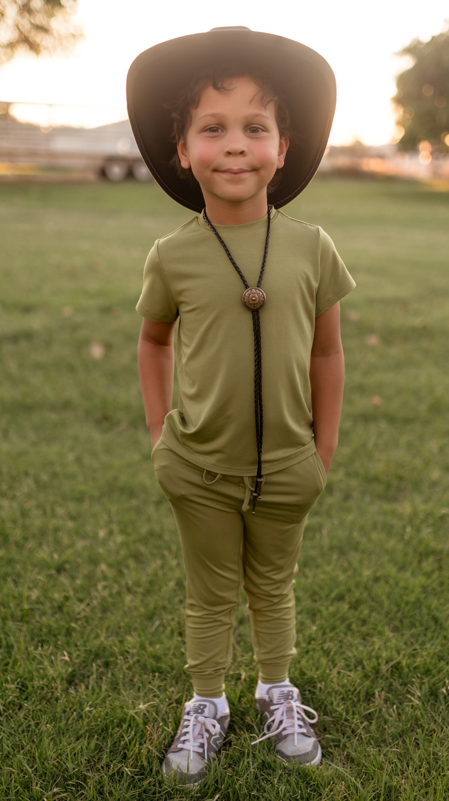 Youth Jogger Set In Olive Green