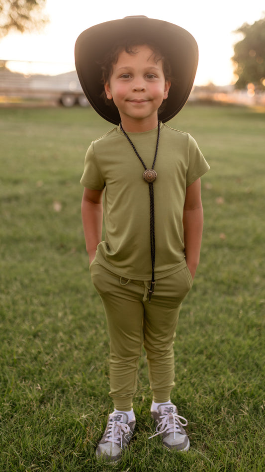 Youth Jogger Set In Olive Green