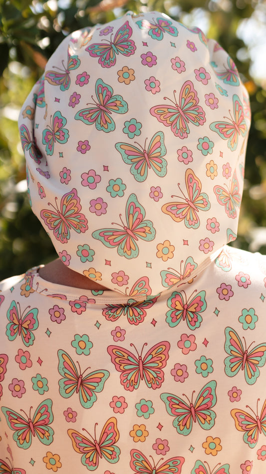 Kid's Satin Bonnet in Groovy Butterfly