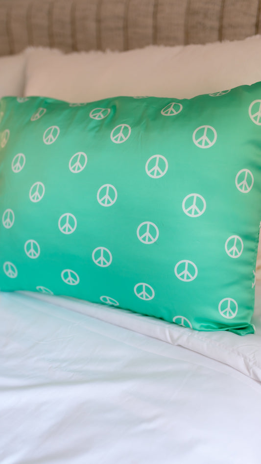Satin Pillowcase in Groovy Peace Signs