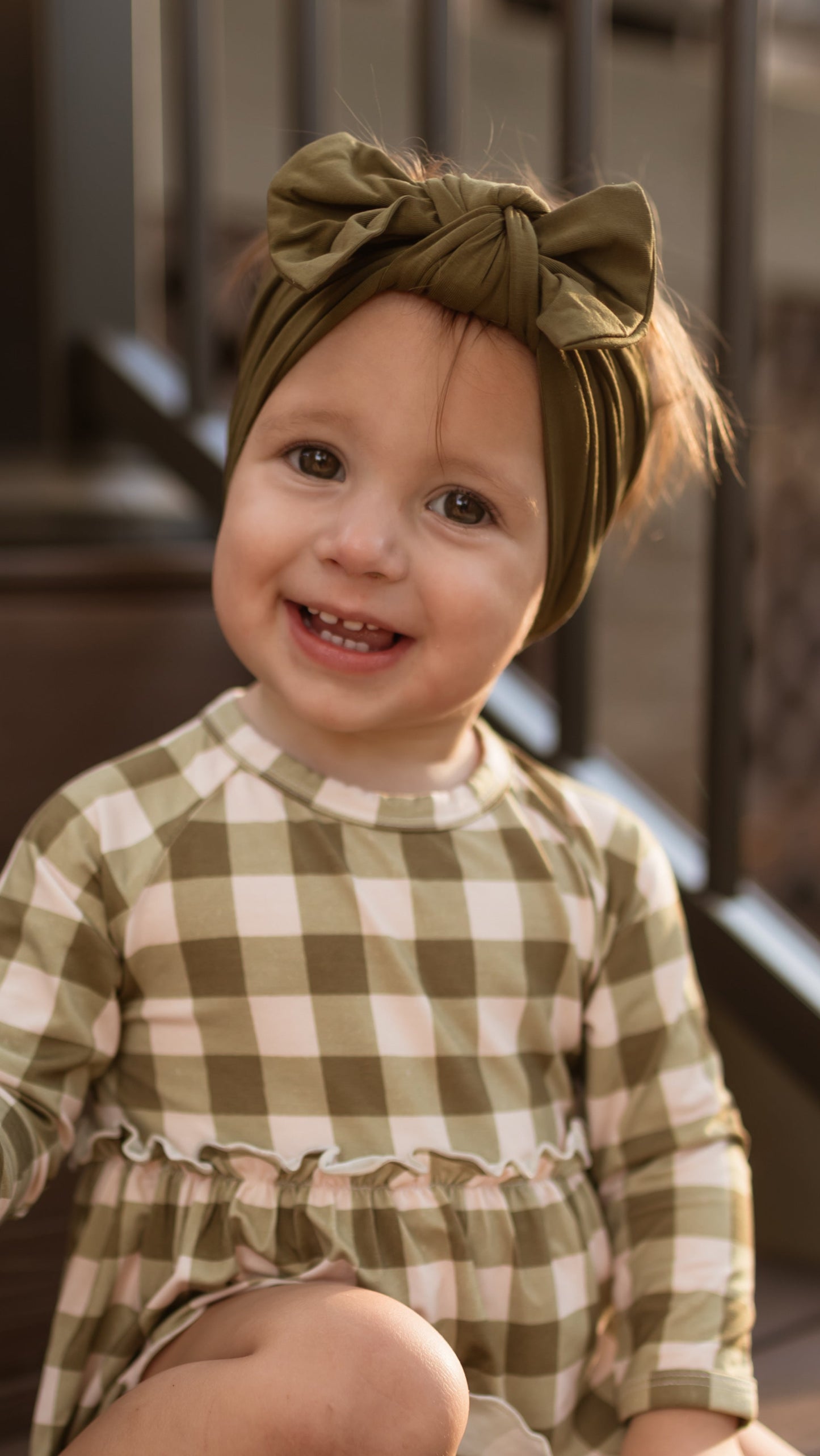 Infant Knot Head Bow in Forrest Green