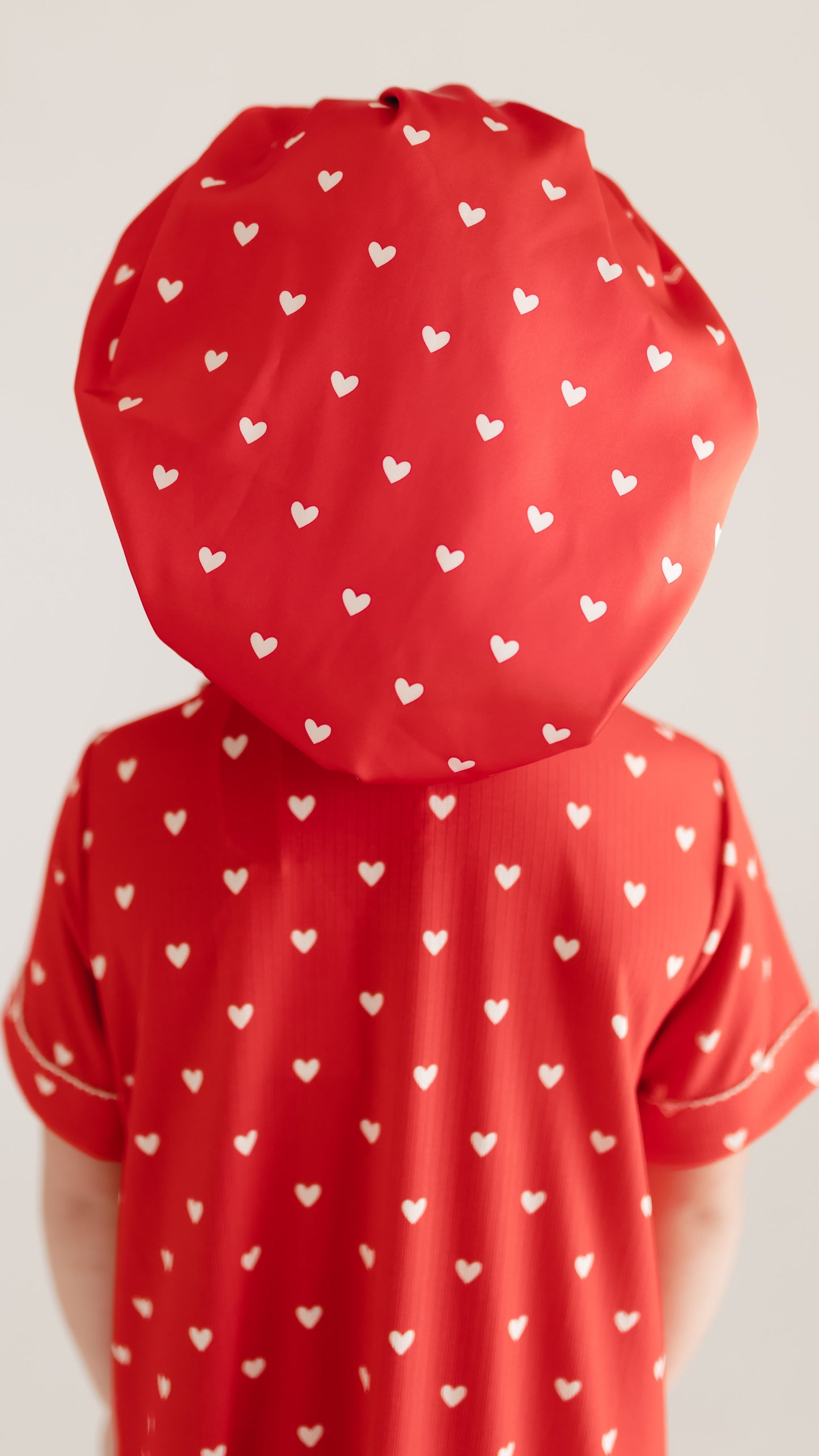 Kids Satin Bonnet in Valentine Hearts