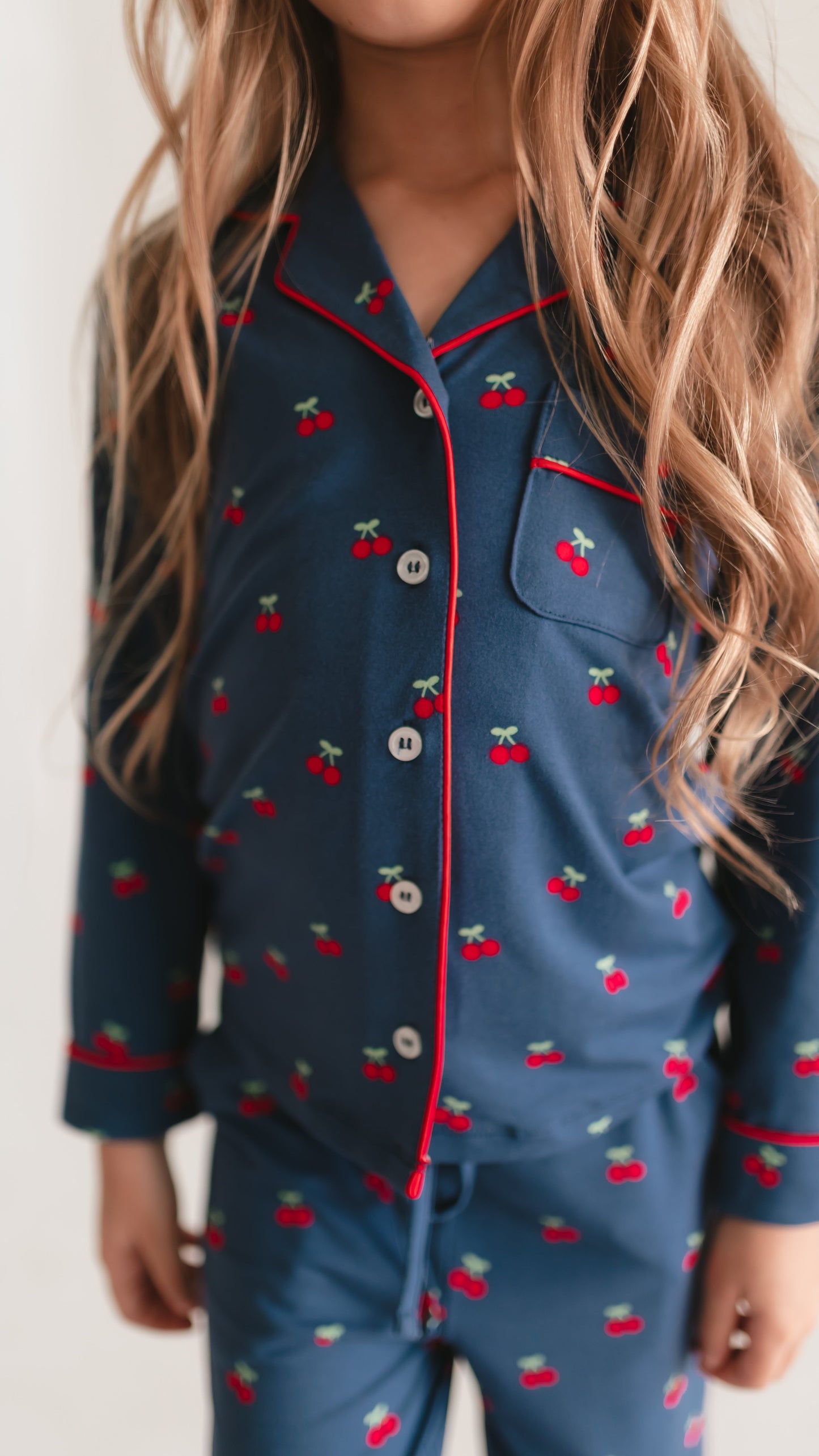 Girl's Button Up Set in Cherries