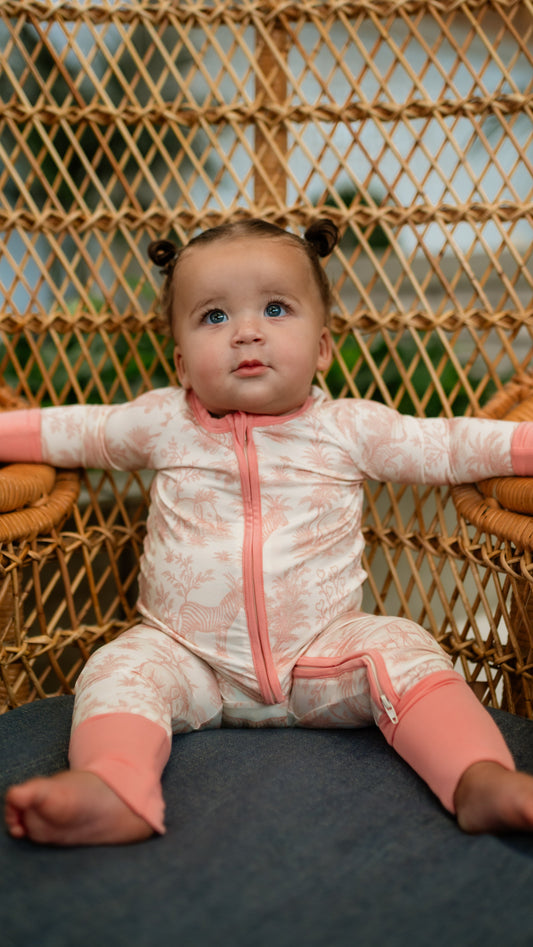 Infant Romper in Pink Safari