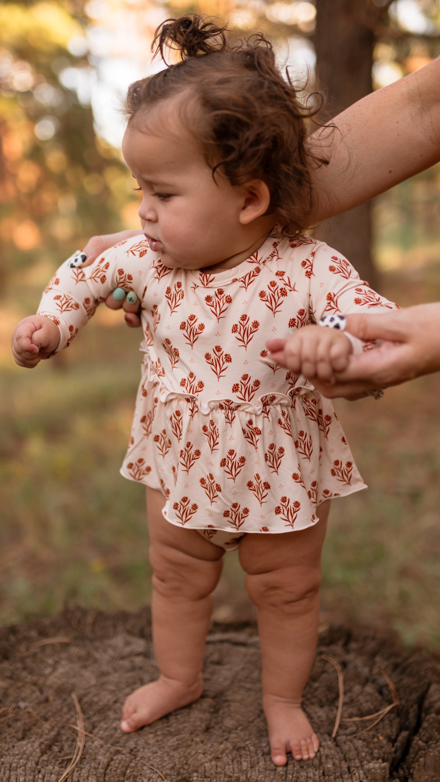Infant Long Sleeve and Skirt Onesie in Fall Floral