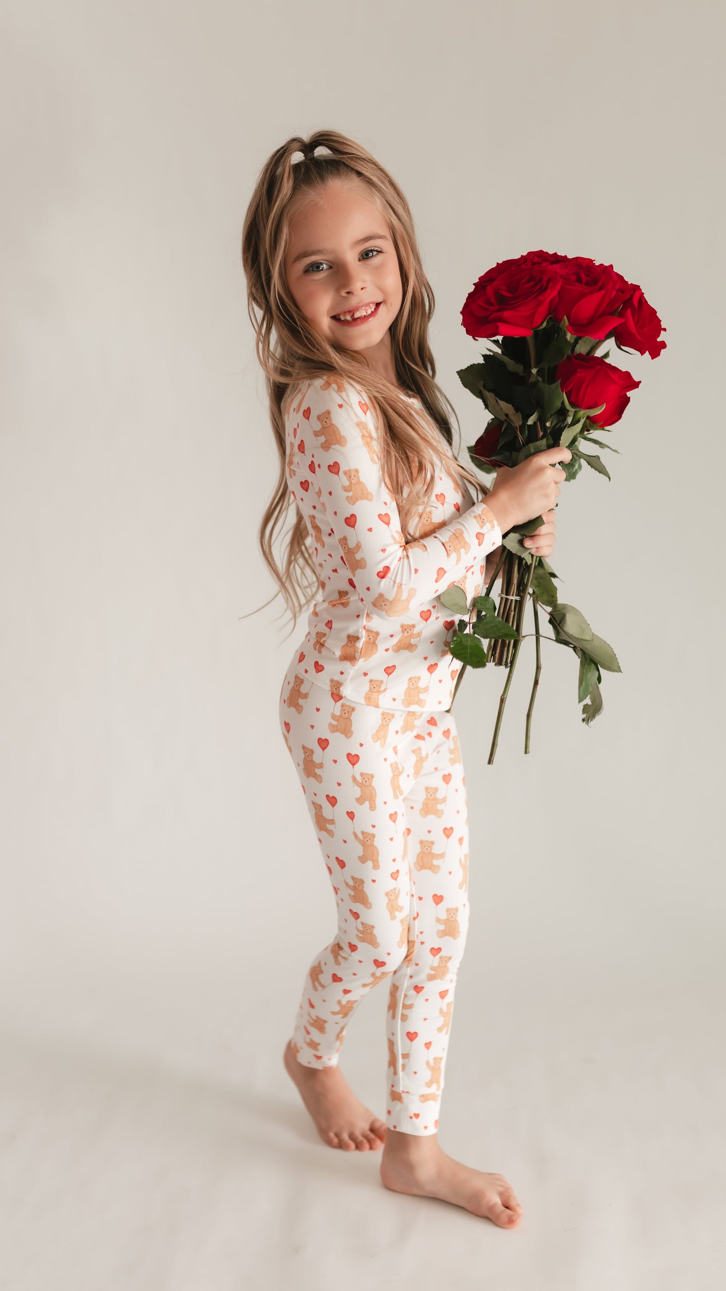 Youth Pajama Set in Heart Bears