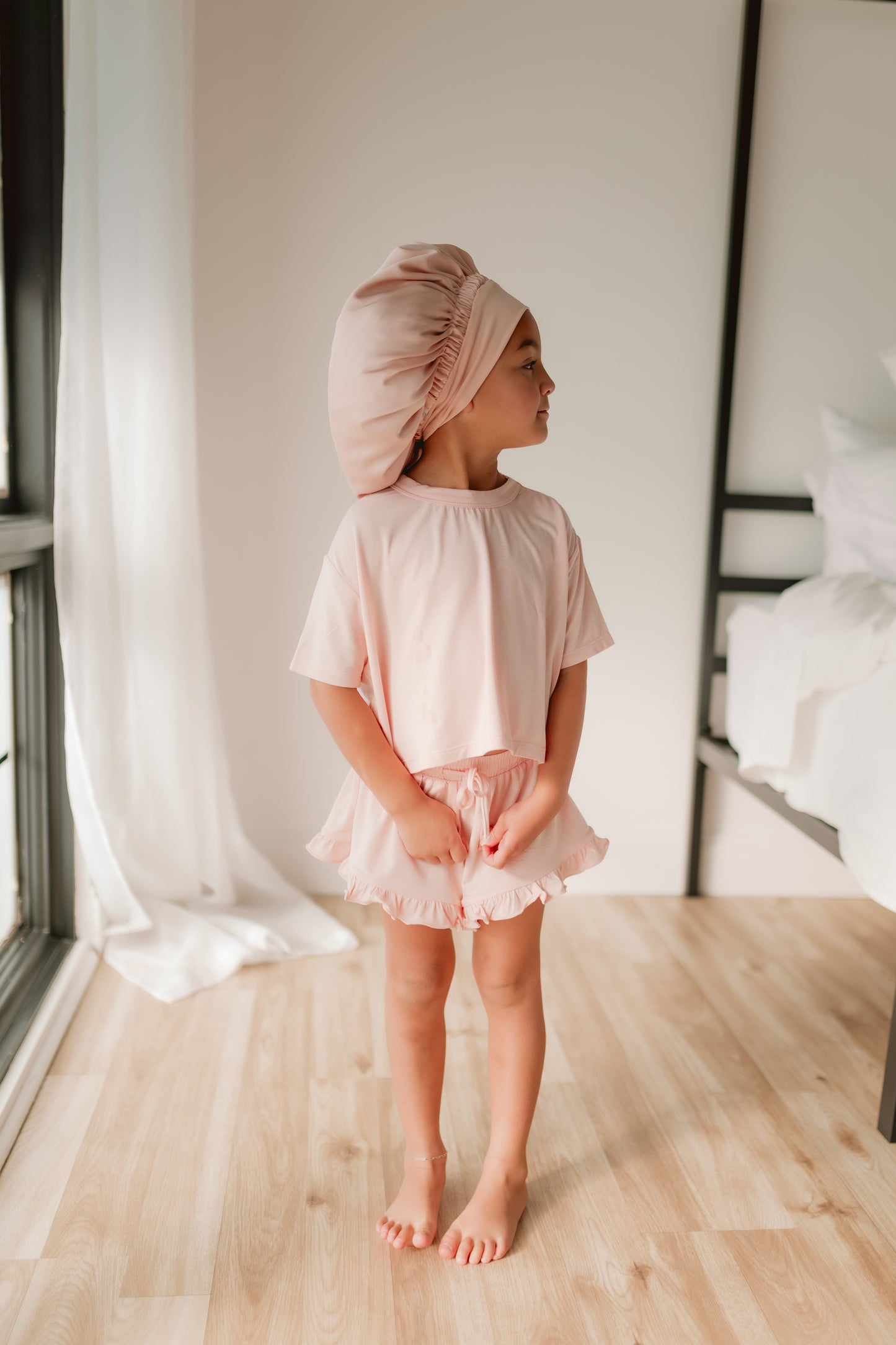 Adult Satin Bonnet in Petal Pink