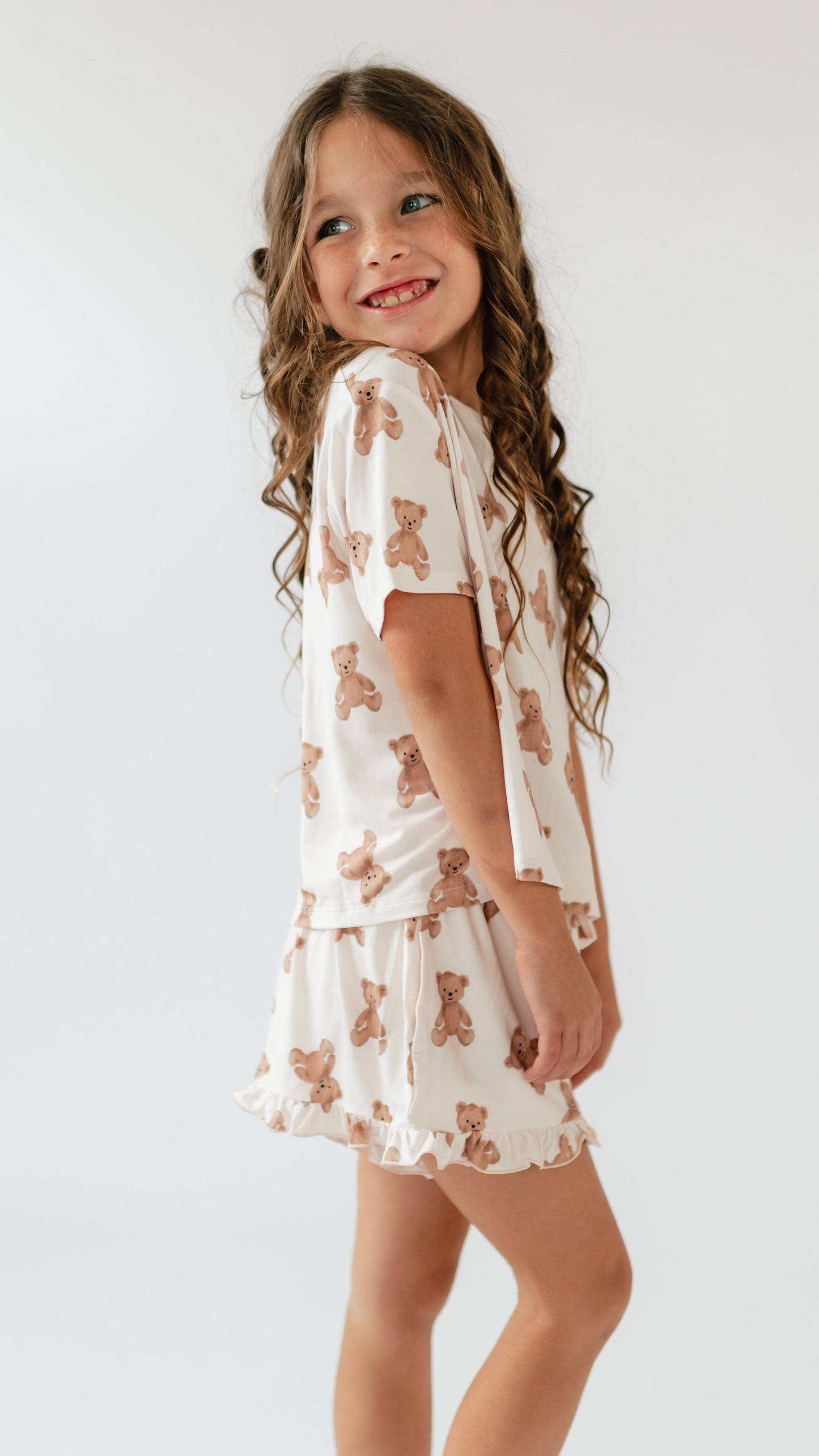 Girl's Ruffle Short Set in Bears