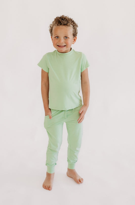 Youth Jogger Set In Sage Green