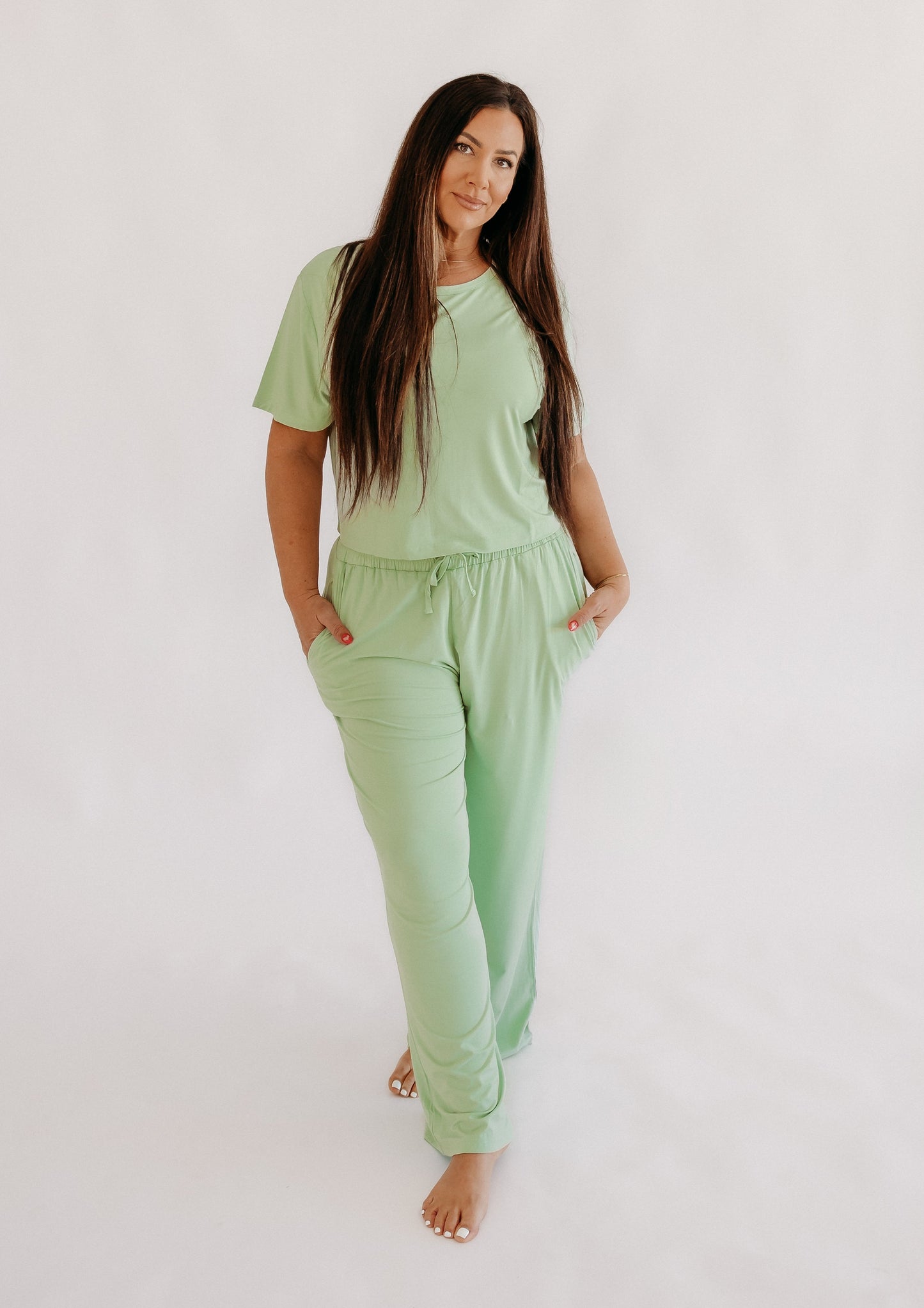 Womens T-Shirt Lounge Set In Sage Green