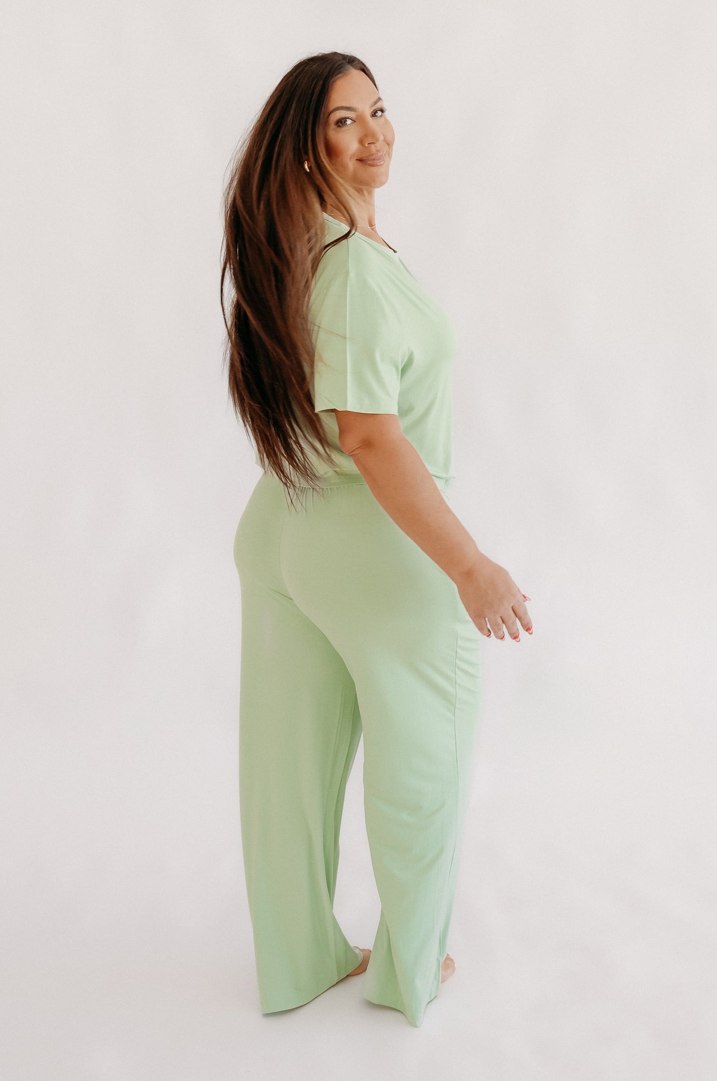 Womens T-Shirt Lounge Set In Sage Green