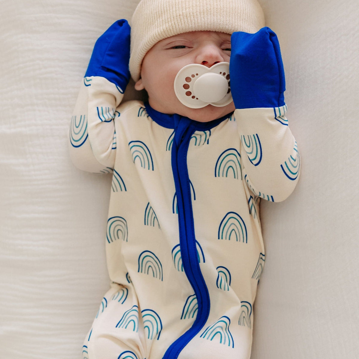 Infant Romper in Blue Rainbows – Silks