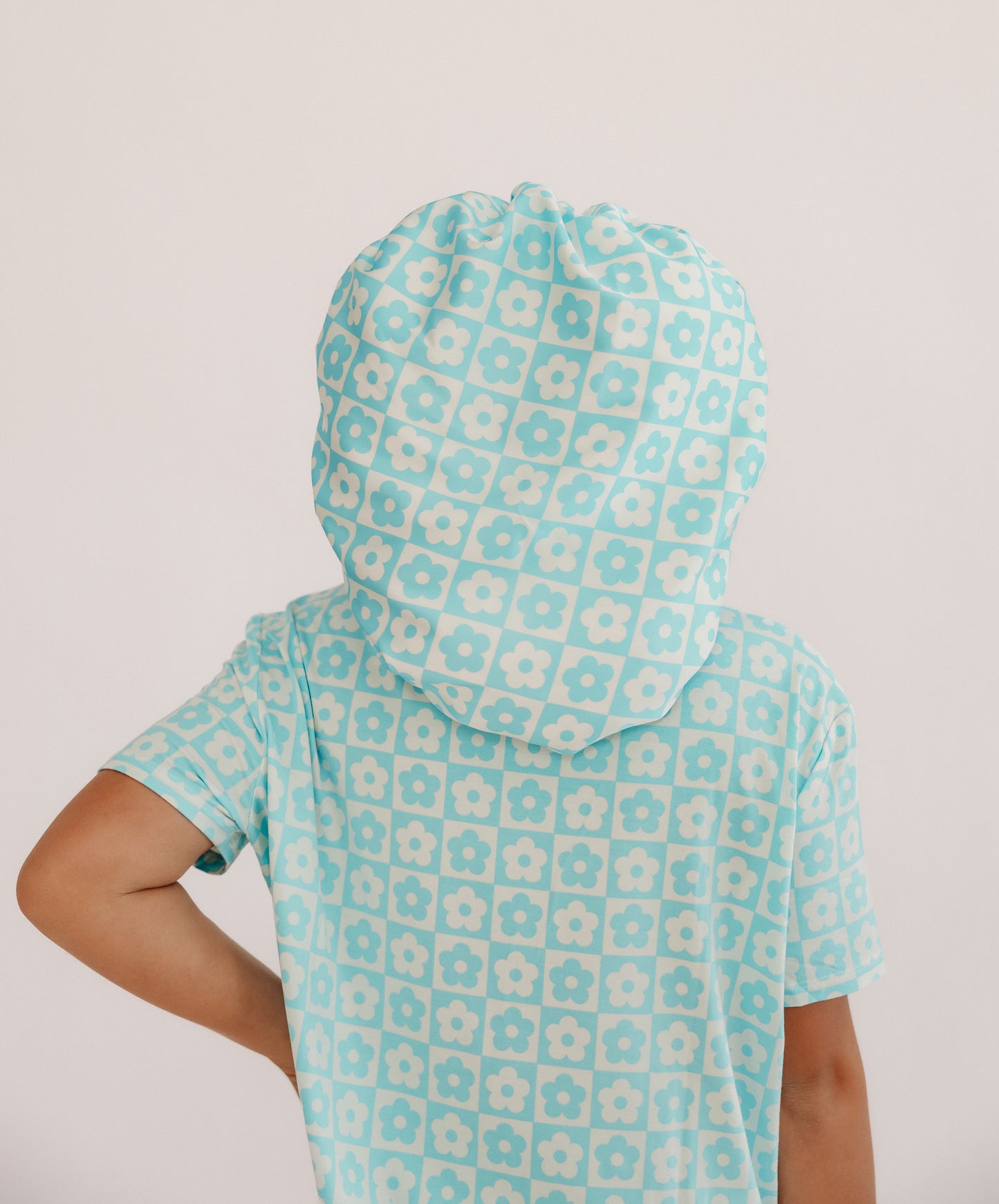 Kids Satin Bonnet in Blue Checkered