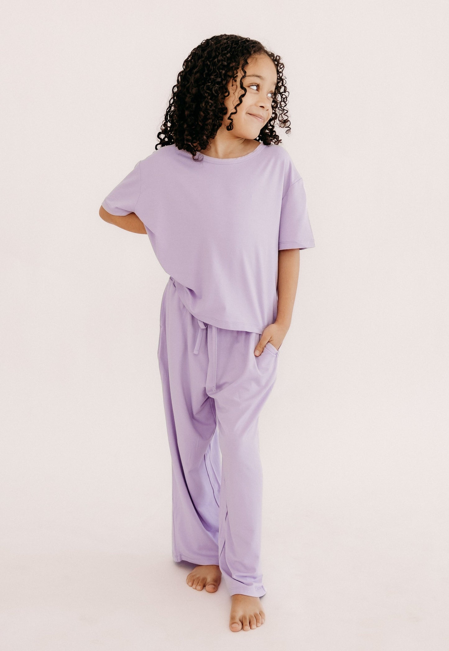 Girls T-shirt Lounge Set in Lilac