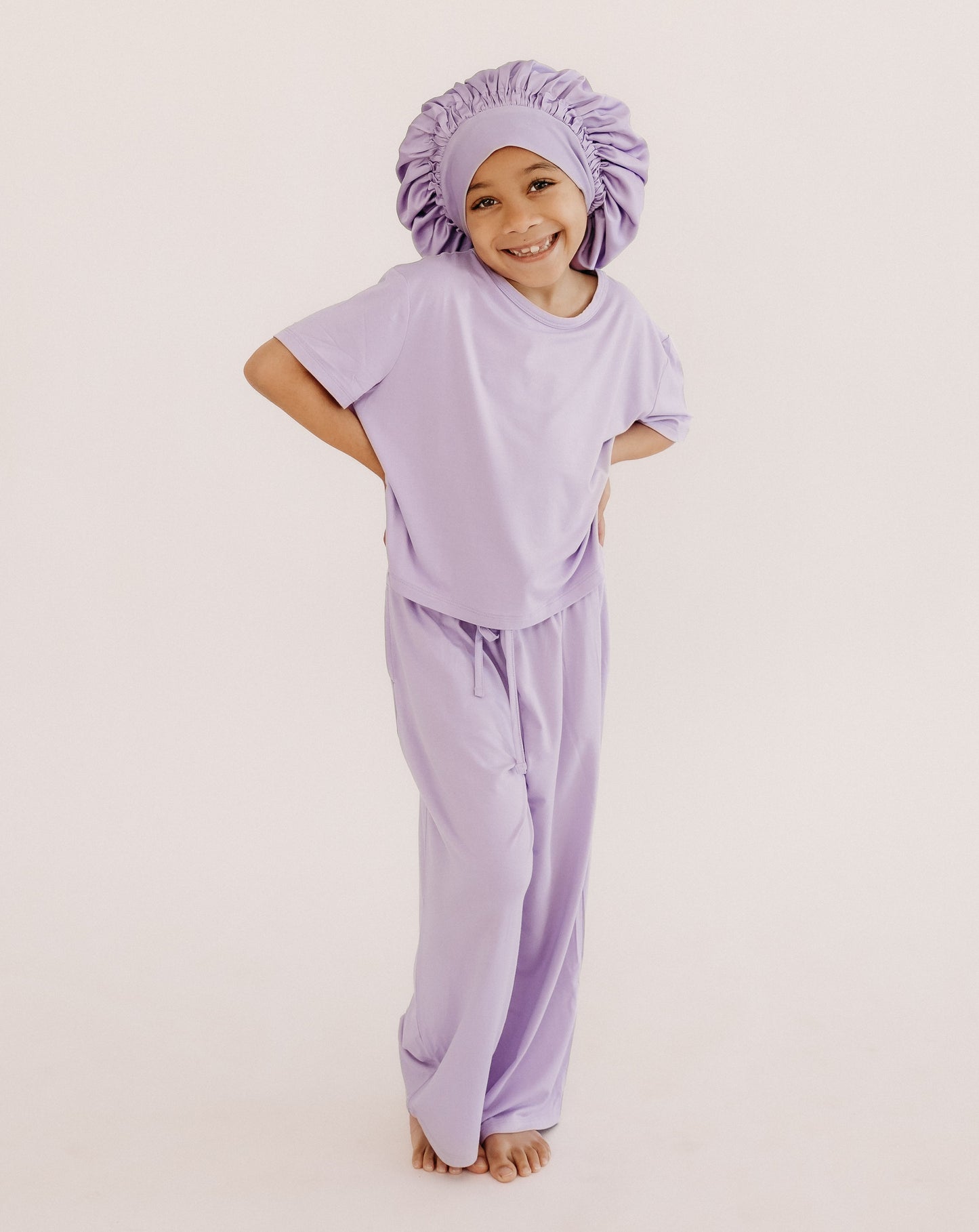 Kids Satin Bonnet in Lilac