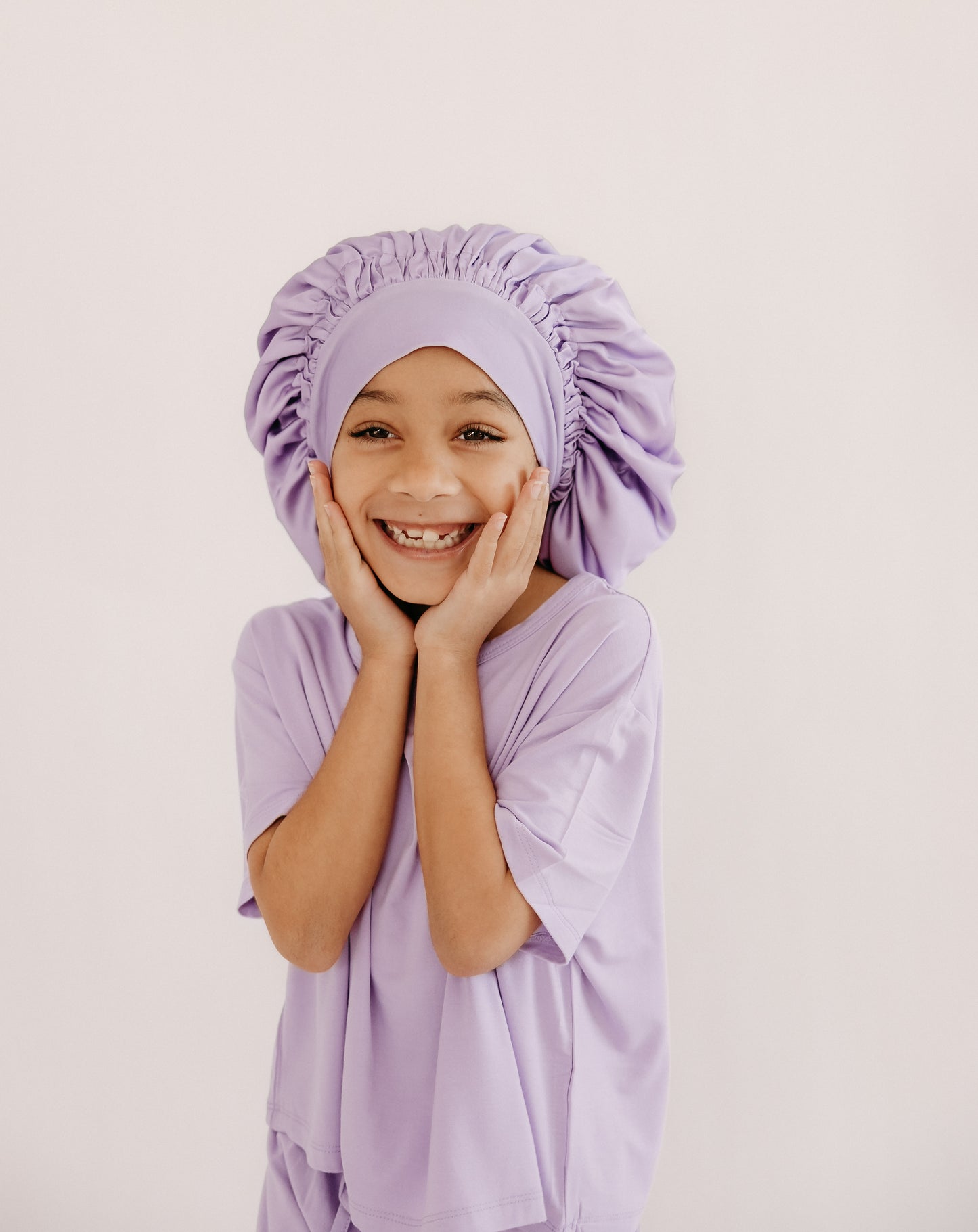 Kids Satin Bonnet in Lilac