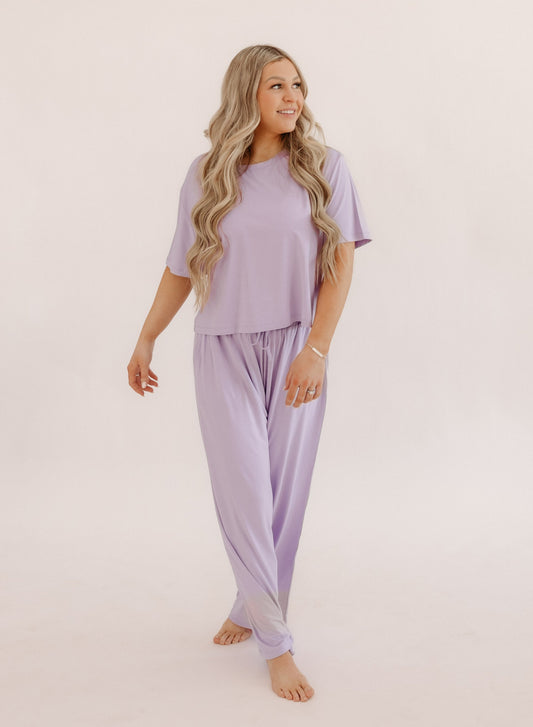 Womens T-Shirt Lounge Set In Lilac