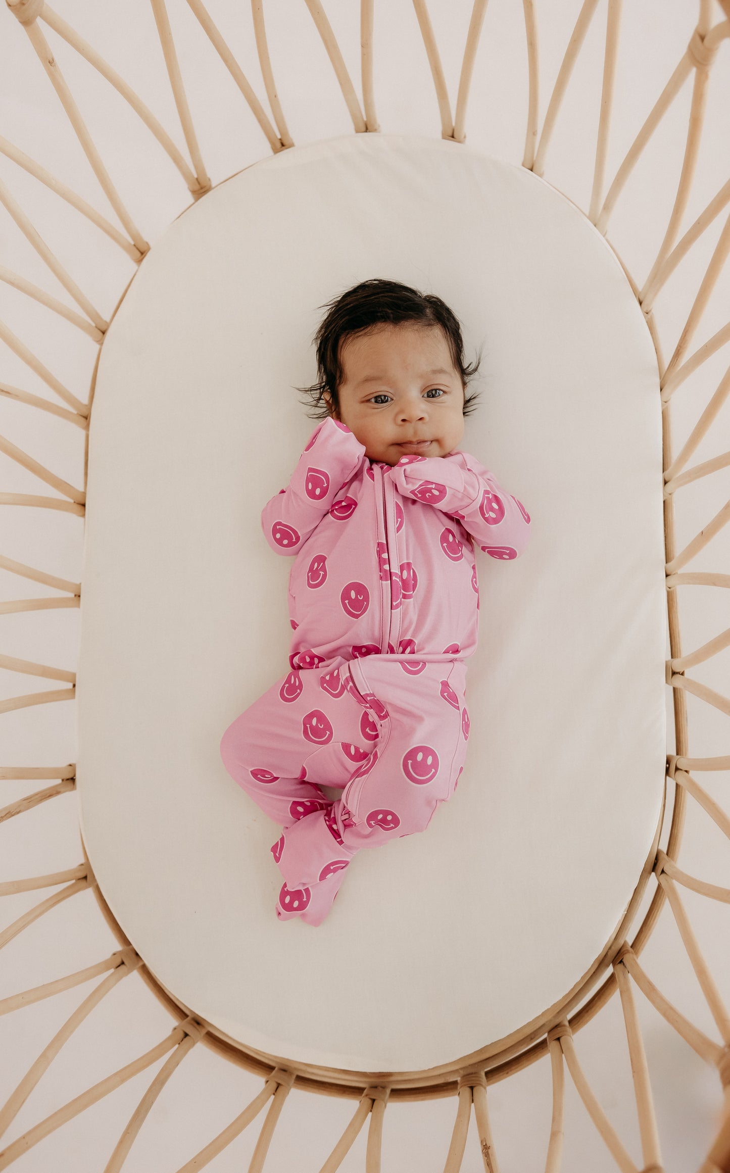 Infant Romper in Pink Smileys