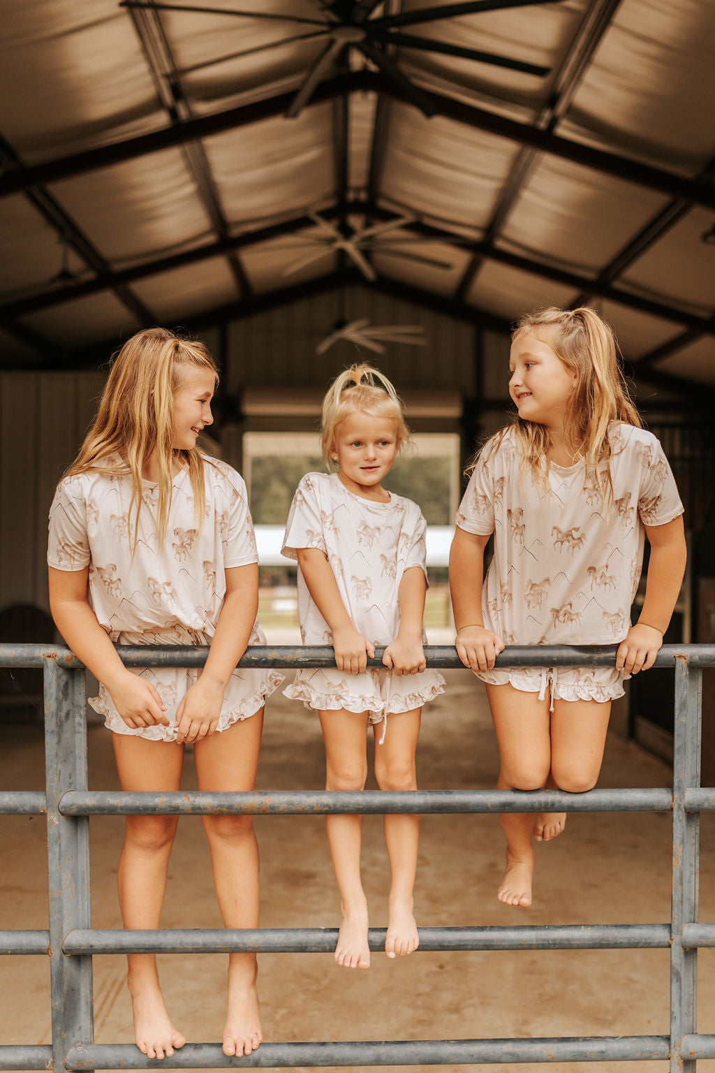 Girls Ruffle Short Set in Wild West