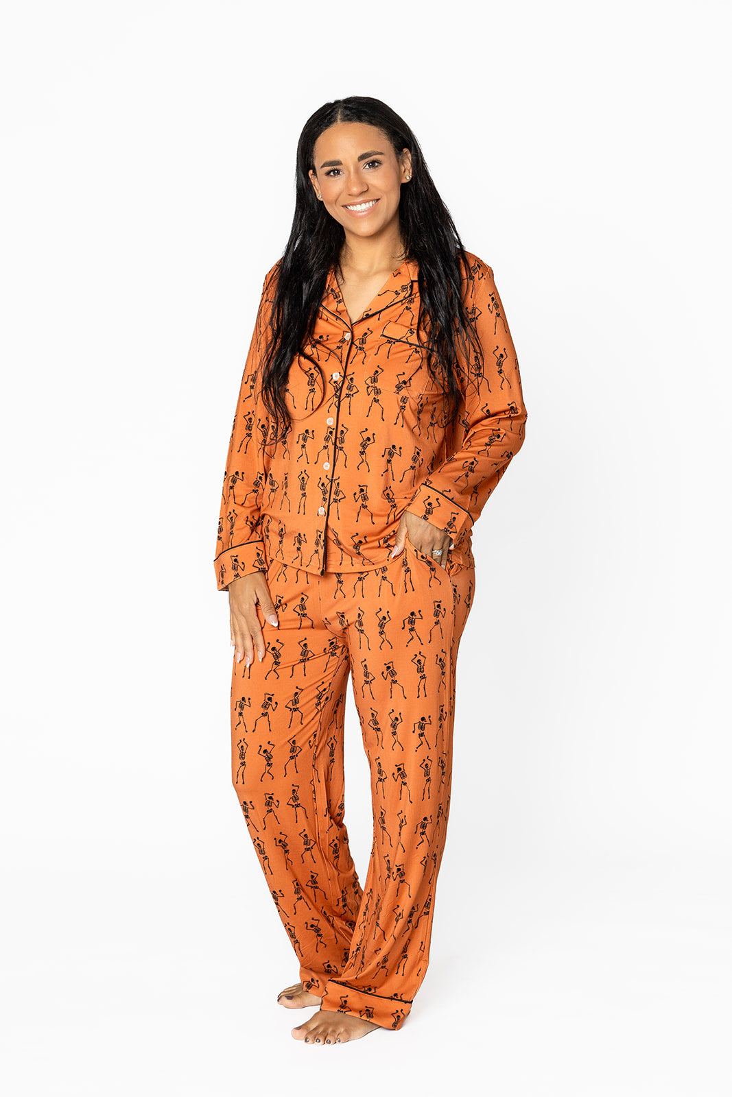 Womens Button Up Set In Skeletons