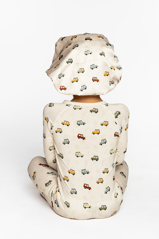 Kids Satin Bonnet in Cars