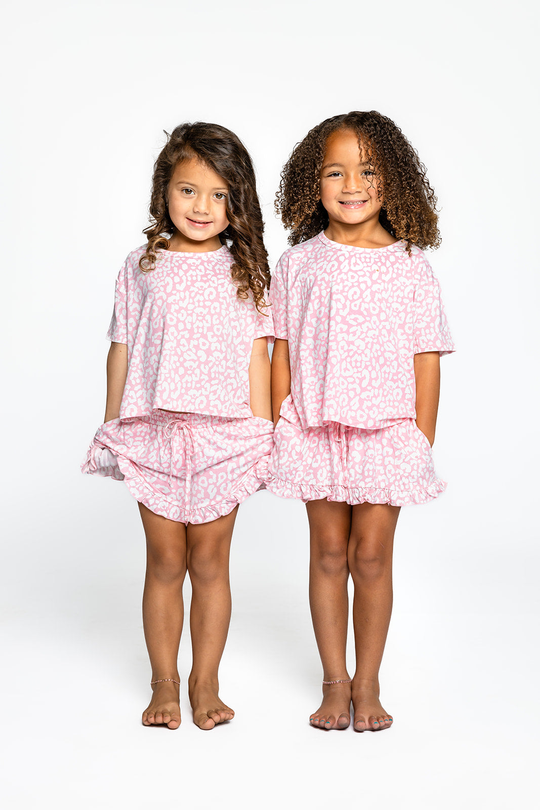 Kids Ruffle Set in Pink Cheetah