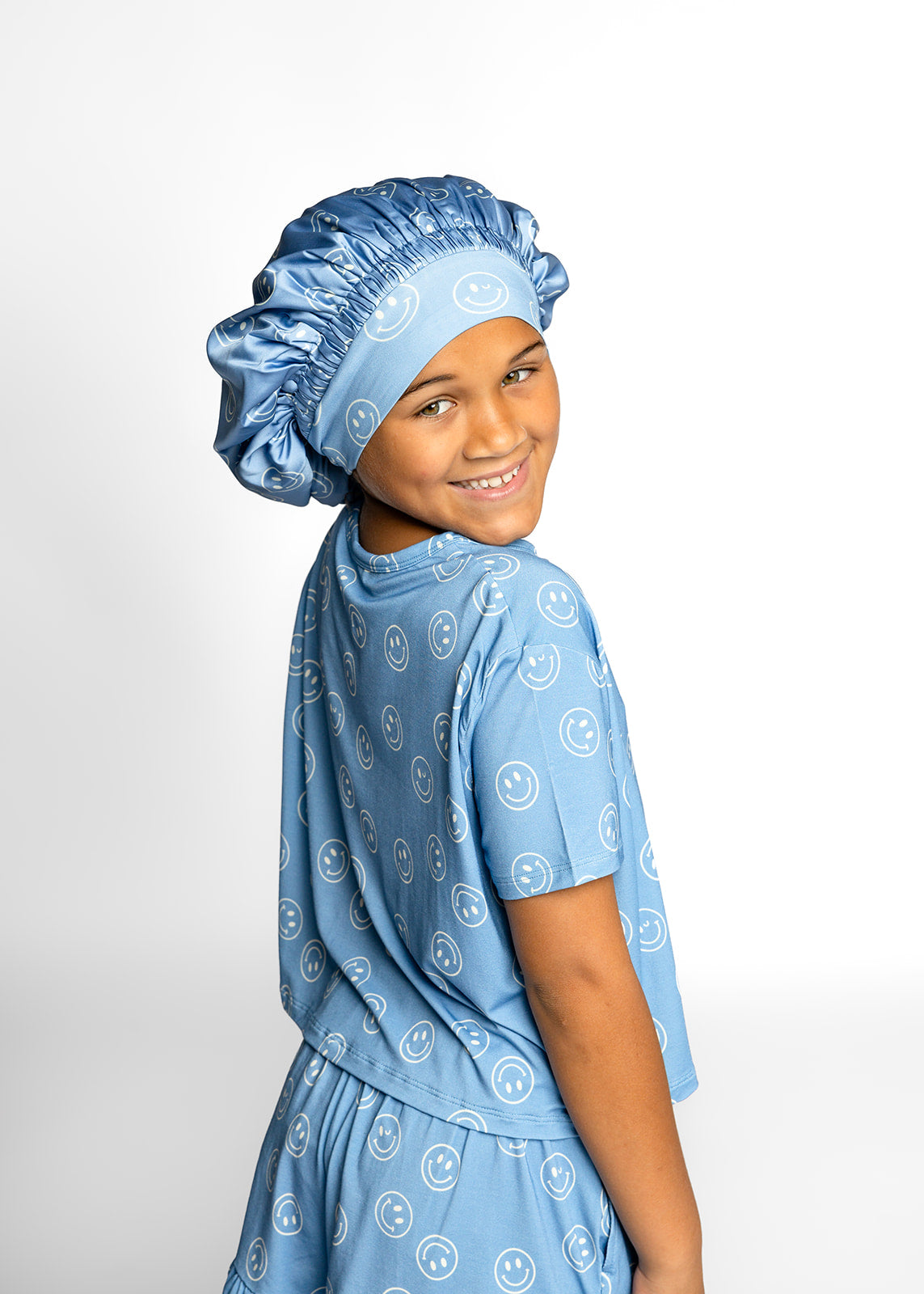 Kids Satin Bonnet in Smileys