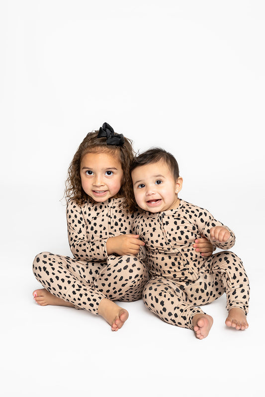 Infant Romper in Brown Leopard