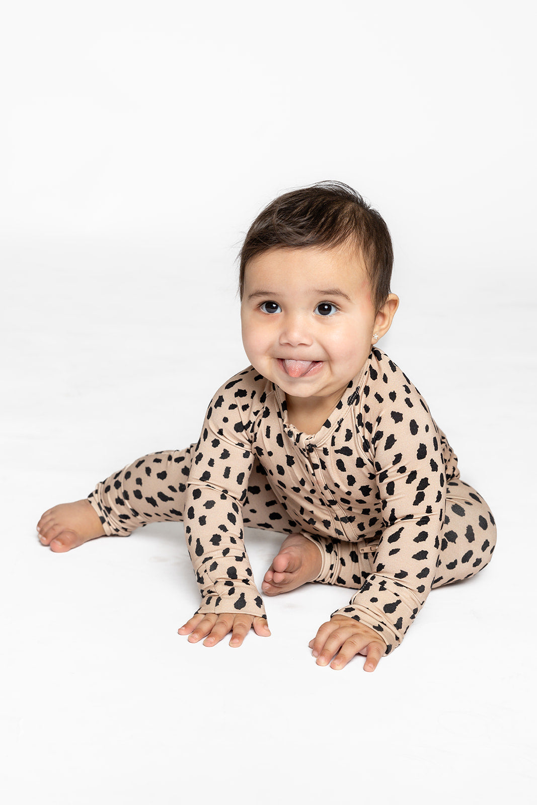 Infant Romper in Brown Leopard