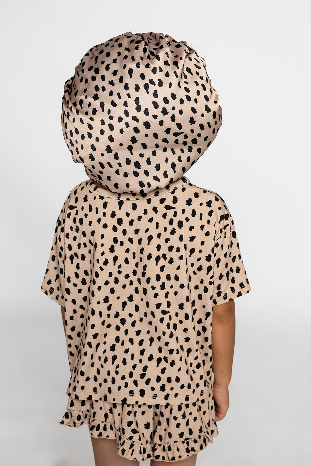 Kids Satin Bonnet in Brown Leopard