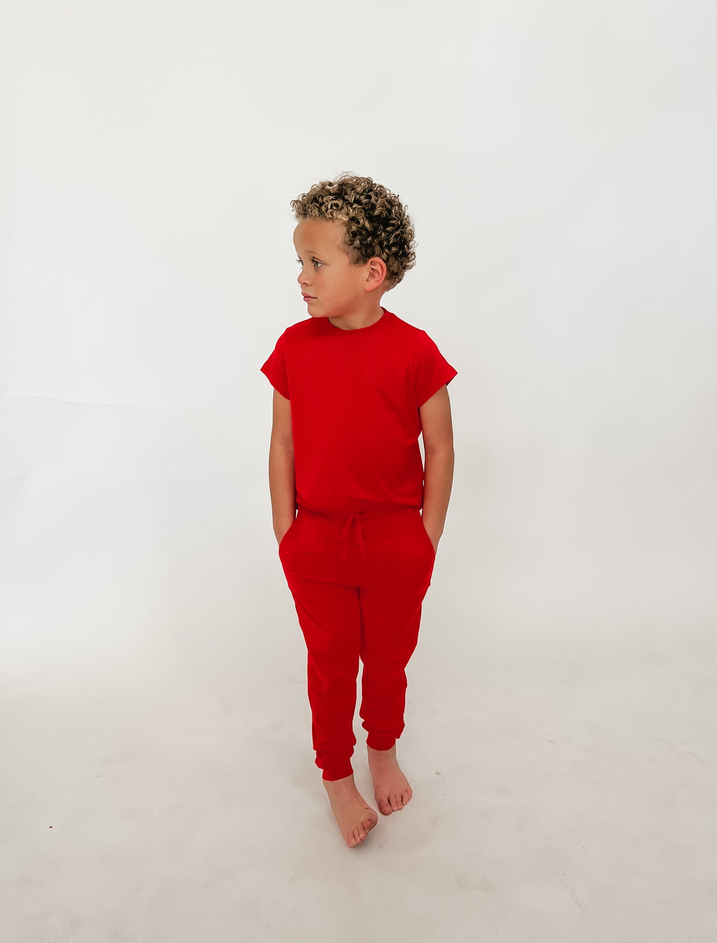 Youth Jogger Set In Jolly Red