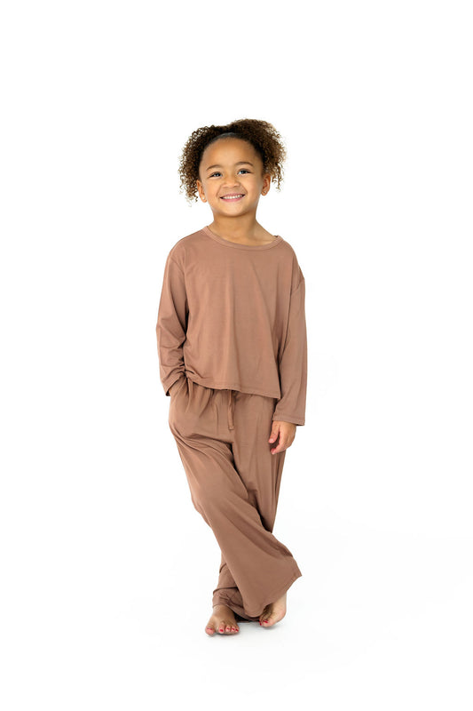 Girls Lounge Set in Mocha